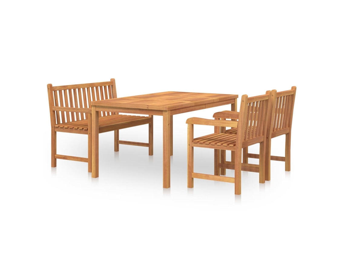 Conjunto de 4 Jantar para Jardim Madeira de Teca Maciço MAISON EXCLUSIVE