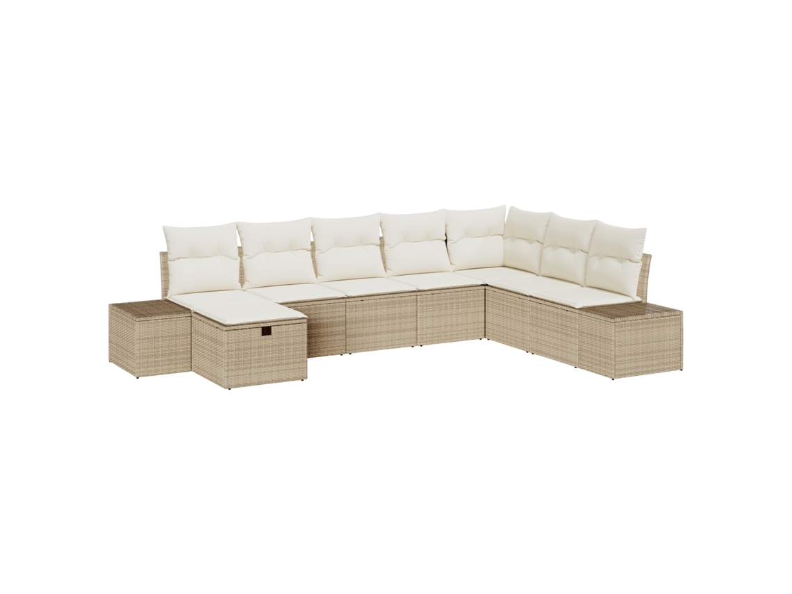 Conjunto 8 Conjunto De Sofá De Jardim Vidaxl Bege Vime Pe (55 X 62 X 69 Cm)