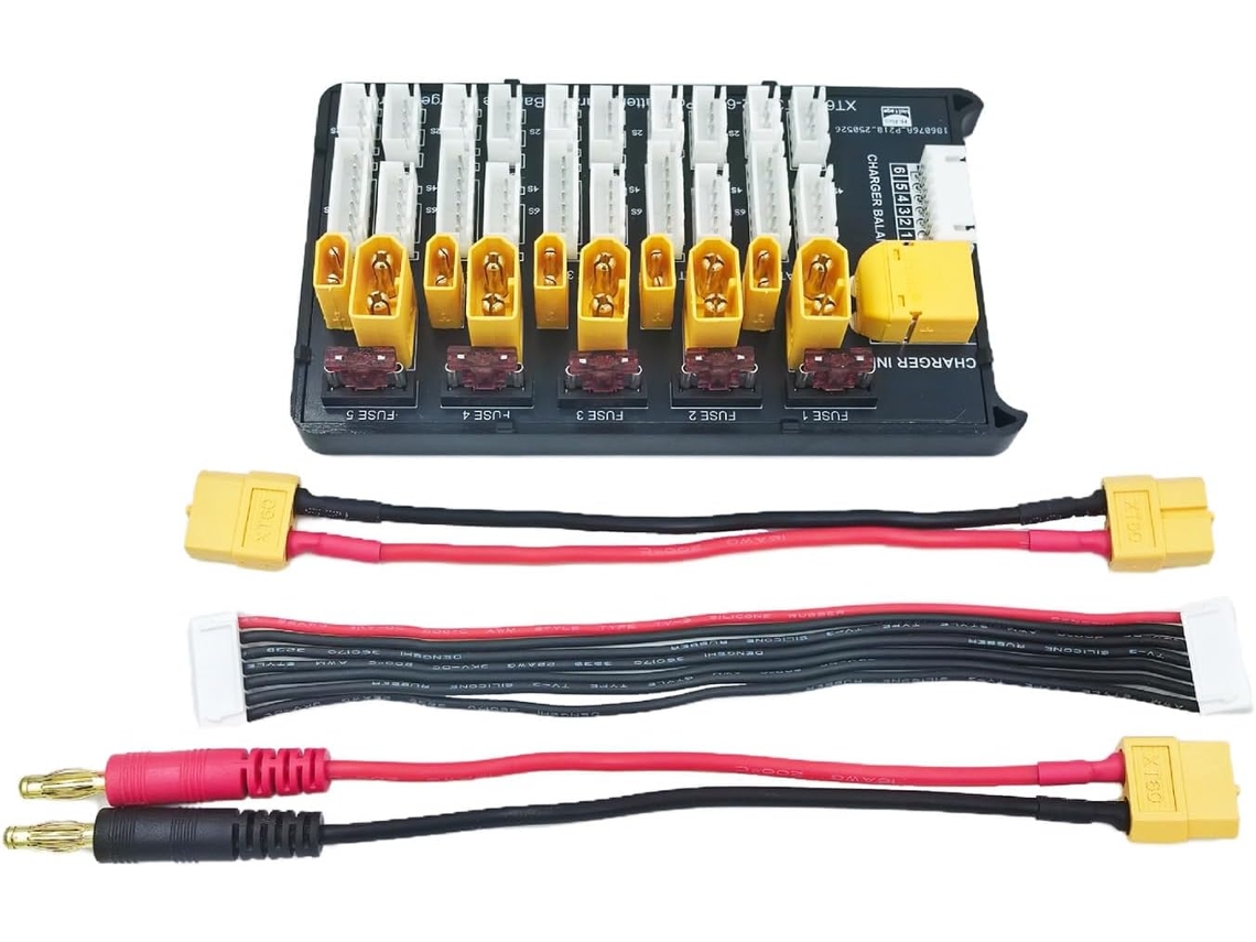 Carregador Rc Modelo 2 Portas Xt60s Xt30 para 5 Grupos de Baterias 2s 6s em Paralelo. SFUSHOS