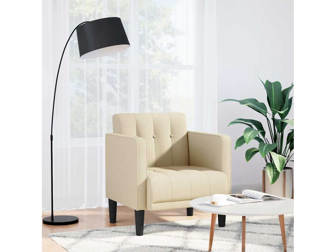 Vidaxl Poltrona Com Apoio De Braços 53 Cm Tecido Creme