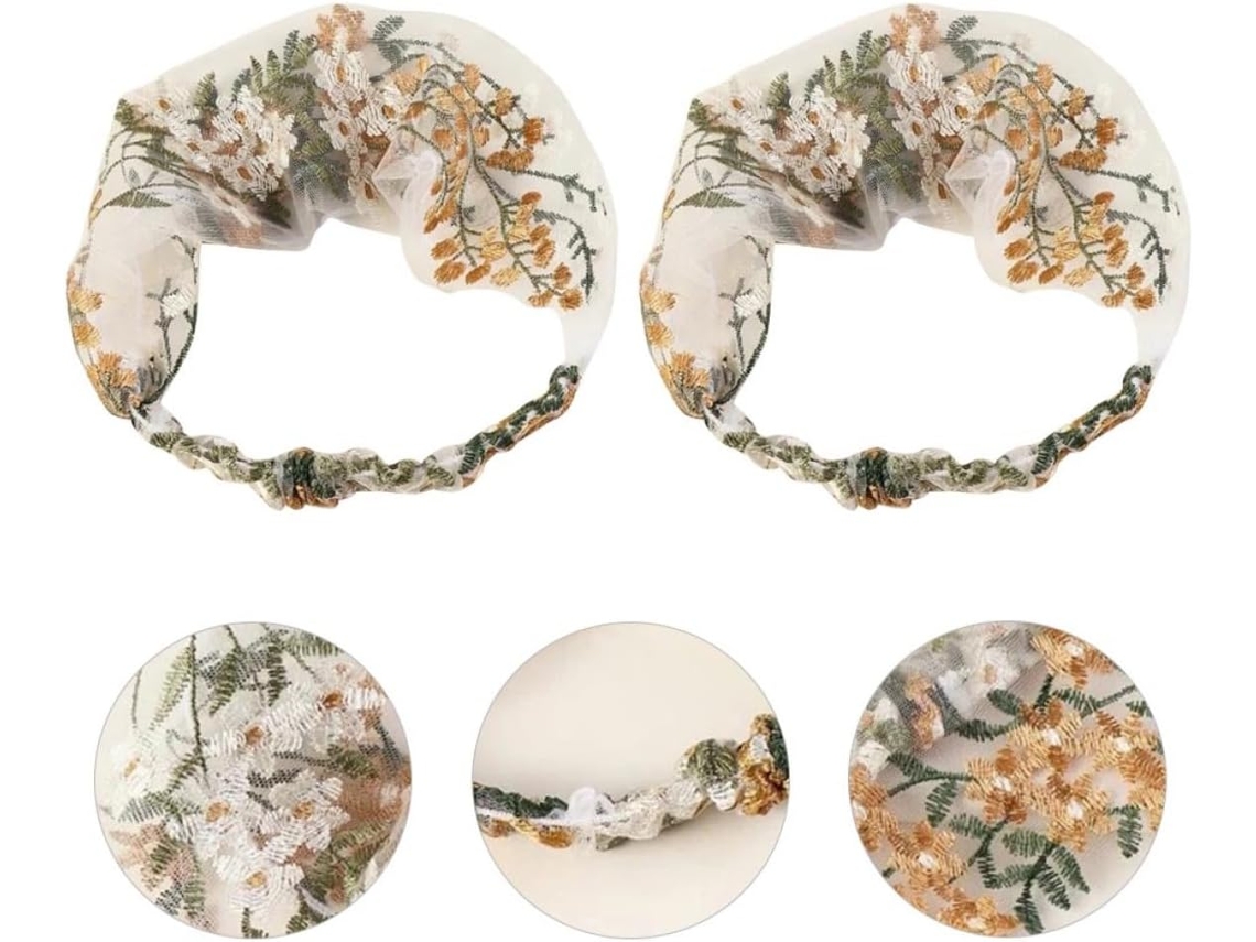 Faixa De Cabelo Bordada Elegante Para Mulheres E Meninas, Confortável E Elástica, Acessório Decorativo.
