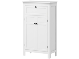 Armário Casa De Banho Móvel De Com Gaveta 2 Portas E Prateleira Ajustável 60x30x102,5 Cm Branco