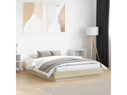 Vidaxl Estrutura De Cama 135x190 Cm Derivados Madeira Carvalho Sonoma