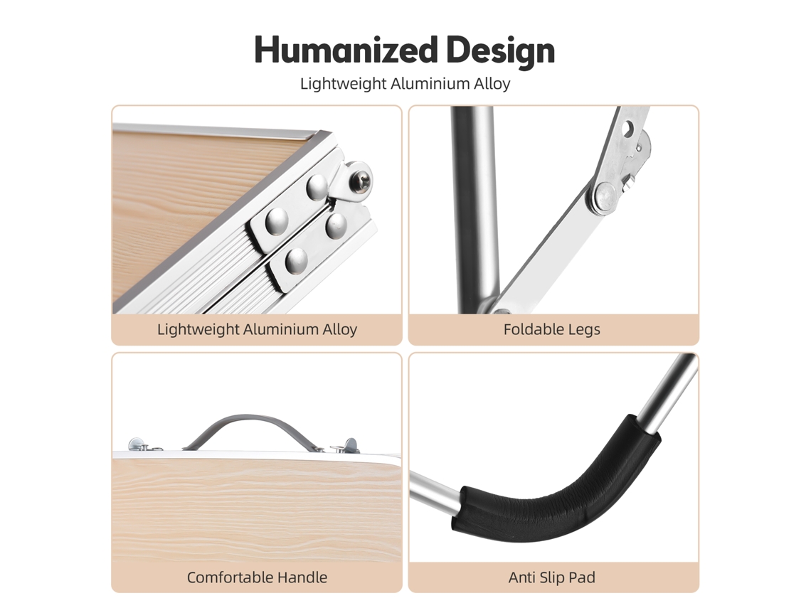 Mesa para Regazo Plegável com Armazenamento, Ideal para Portátil, Desjejum, Trabalho e Piquenique com S/MARCA