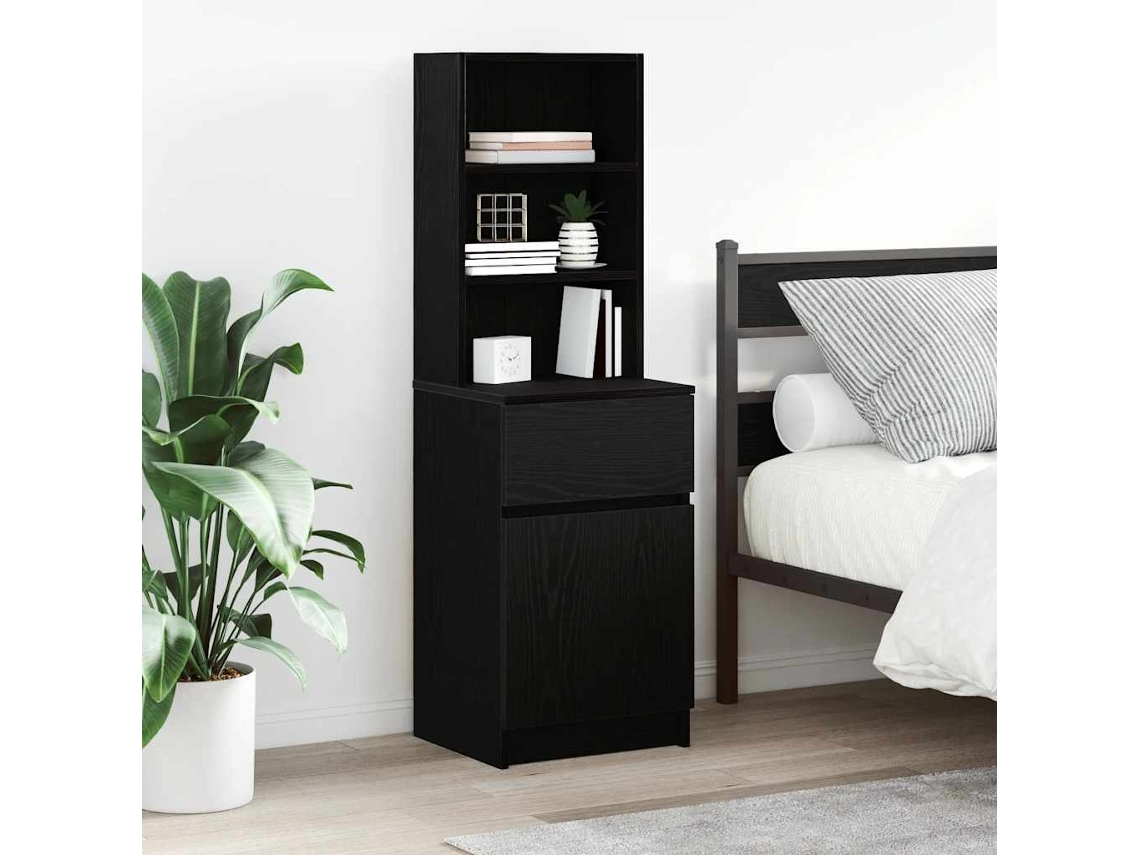 Vidaxl Mesa De Cabeceira 39x35x125 Cm Derivados De Madeira Preto