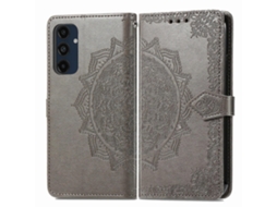 Compre Capa De Couro Com Estampa De Mandala E Relevo Para Samsung Galaxy A16 5g / A16 4g, Capa Tipo Carteira, Cinza