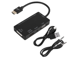 Conversor HDMI para DVI 4K/VGA/HDMI 4K áudio 4 em 1 para PC/telefone
