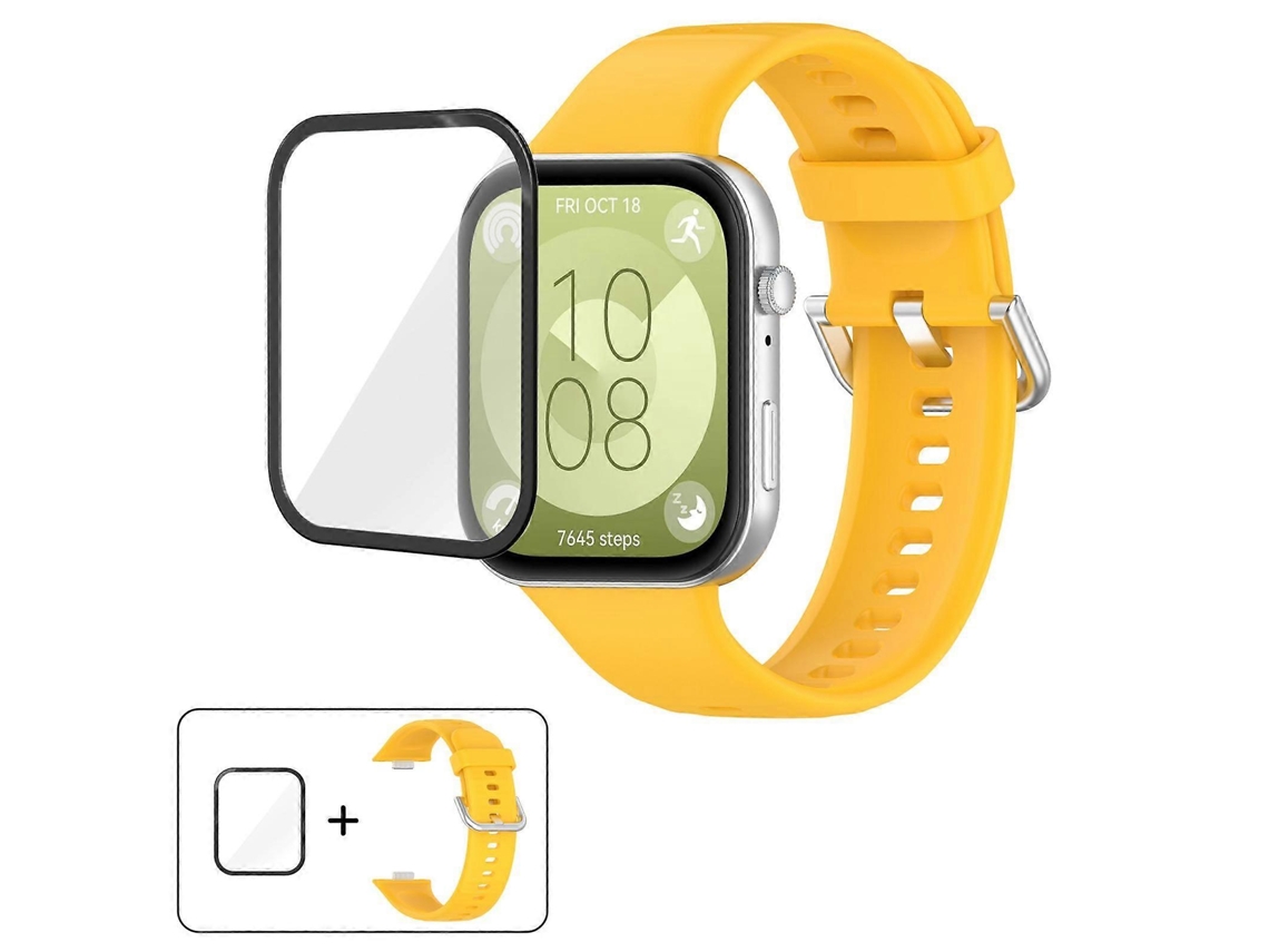 Pulseira De Silicone Com Fivela De Aço Prateado E Película Curva 3d.