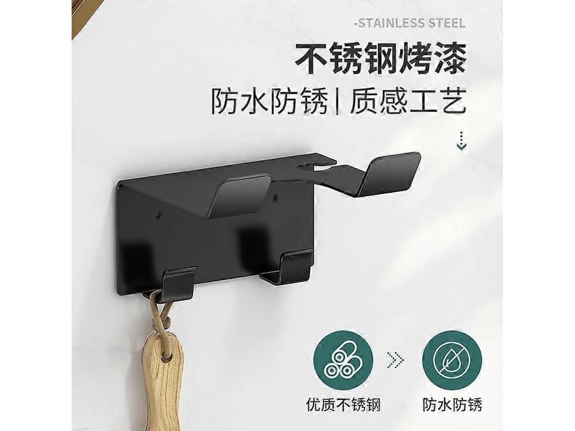 Suporte de Parede para Secador Cabelo, Cabelo Bancada, Organizador Ferramentas Ca Belo GOKOCO (preto)
