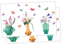 Conjunto 2 Adesivos Parede Decorativos Pvc Flores Fáceis Remover Limpar Ideais Cozinha Quarto GOKOCO