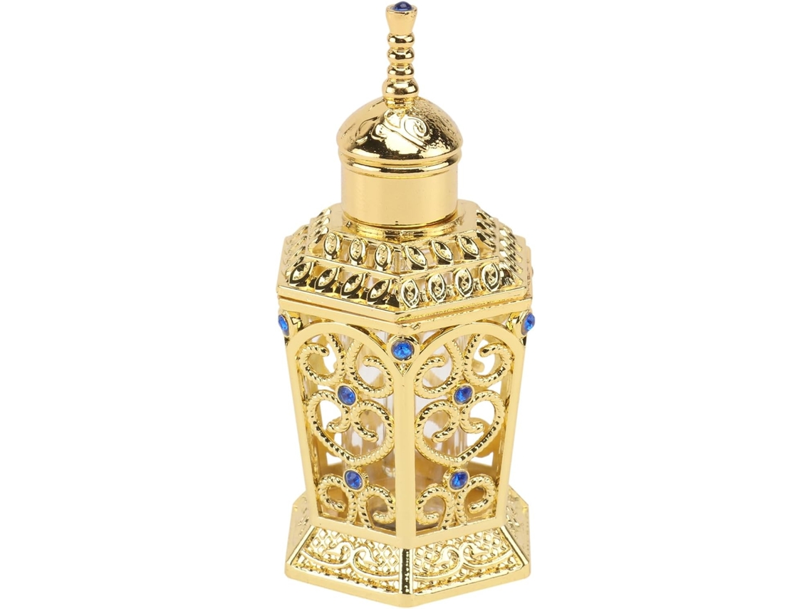 Frasco de perfume de vidro dourado de 10ml para recarga, na linha Metallic League.