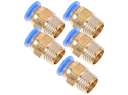 Conjunto De 5 Conectores Rápidos Para Ar Comprimido Com Rosca Macho De 1/4" X 8mm De Diâmetro