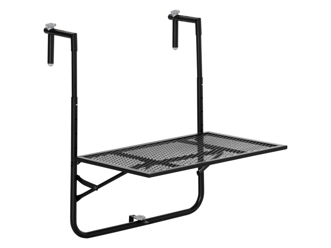 Mesa Suspensa BTFORUS, dobrável, altura ajustável, tampo de vidro, 60x60x57cm, preta