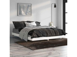 Vidaxl Estrutura De Cama 135x190 Cm Derivados Madeira Branco Brilhante