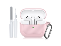 Capa Zruxe Para Samsung Galaxy Buds 3 / Buds 3 Pro Silicon Antiderrapante Com Mosquetão E Acessório De Limpeza Rosa