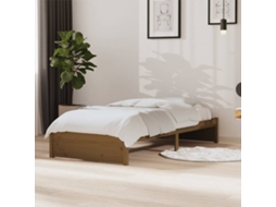 Vidaxl Estrutura de Cama Solteiro 90x190cm Madeira Maciça Castanho Mel