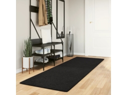 Vidaxl Tapete Pelo Curto Macio E Lavável Huarte 80x250 Cm Preto