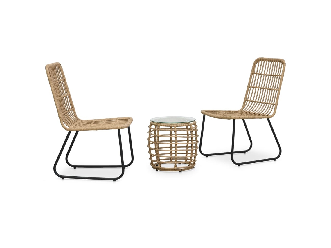 Vidaxl 3 Pcs Conjunto Bistrô Vime Pe Cor Carvalho