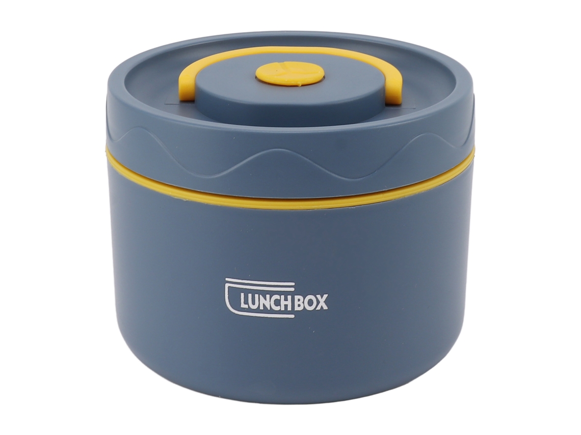 Lancheira Térmica de Aço Inoxidável 550ml com 2 Camadas Empilháveis Azul Marinho
