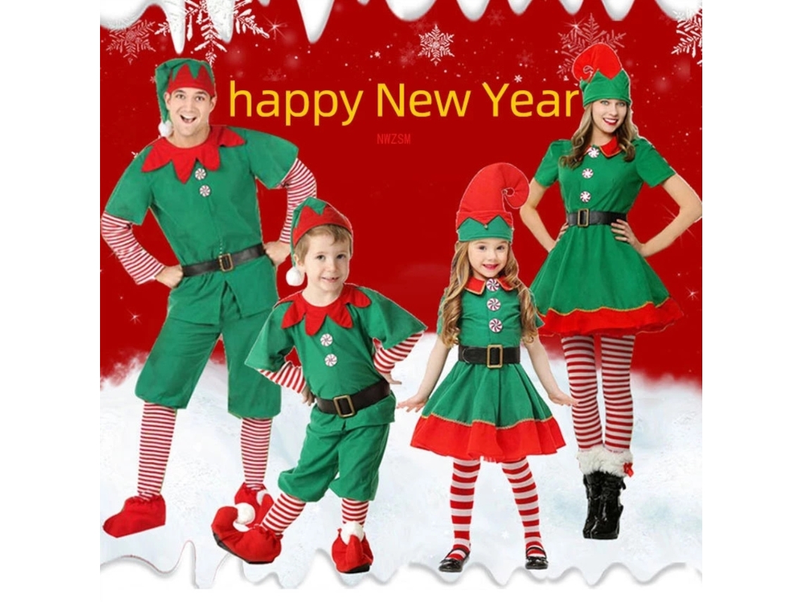 Primerox traje de Elfo de Natal para Crianças e Adultos Conjunto Fancy Dress Macio e Confortável