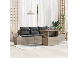 Vidaxl Conjunto De Sofá De Jardim 5 Unid. Cinza E Marrom