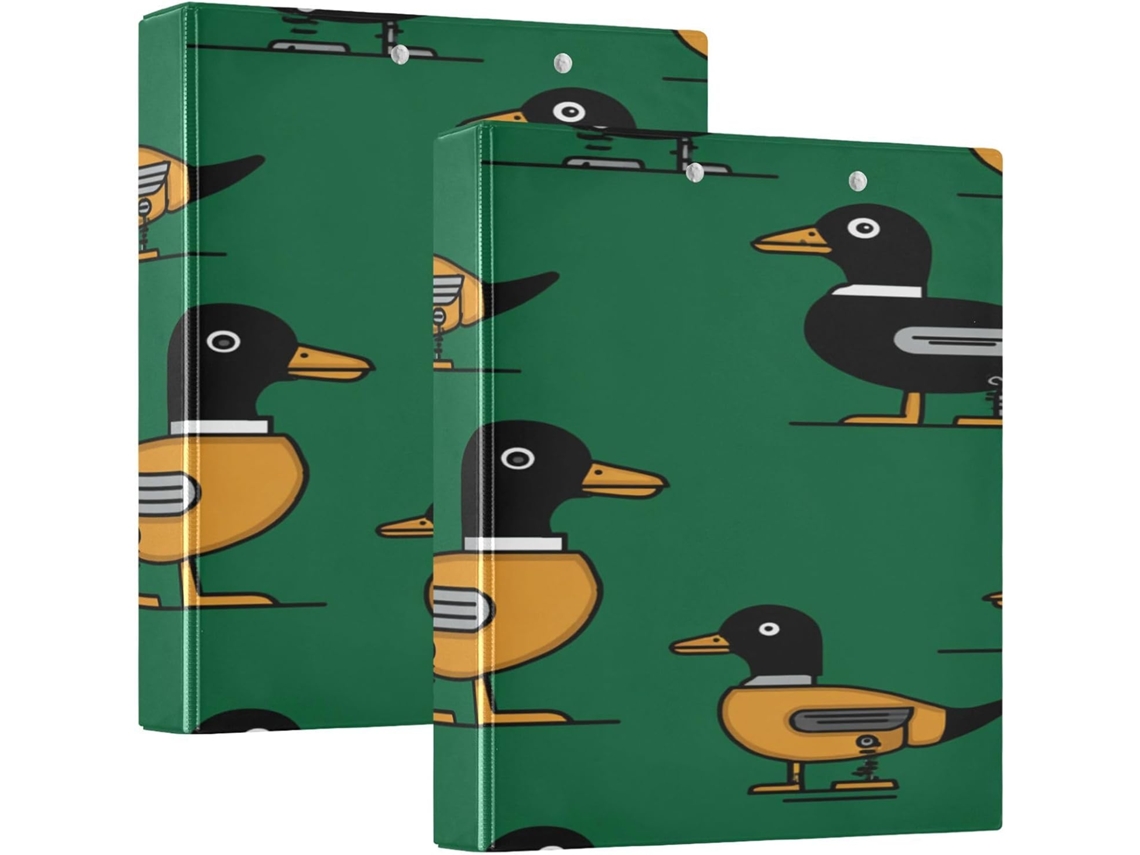 Pasta robótica Crazy Mallard Duck verde, 3,8 cm, com bolsa, pacote com 1 ou 2 unidades - Pasta estética rígida de camada dupla.
