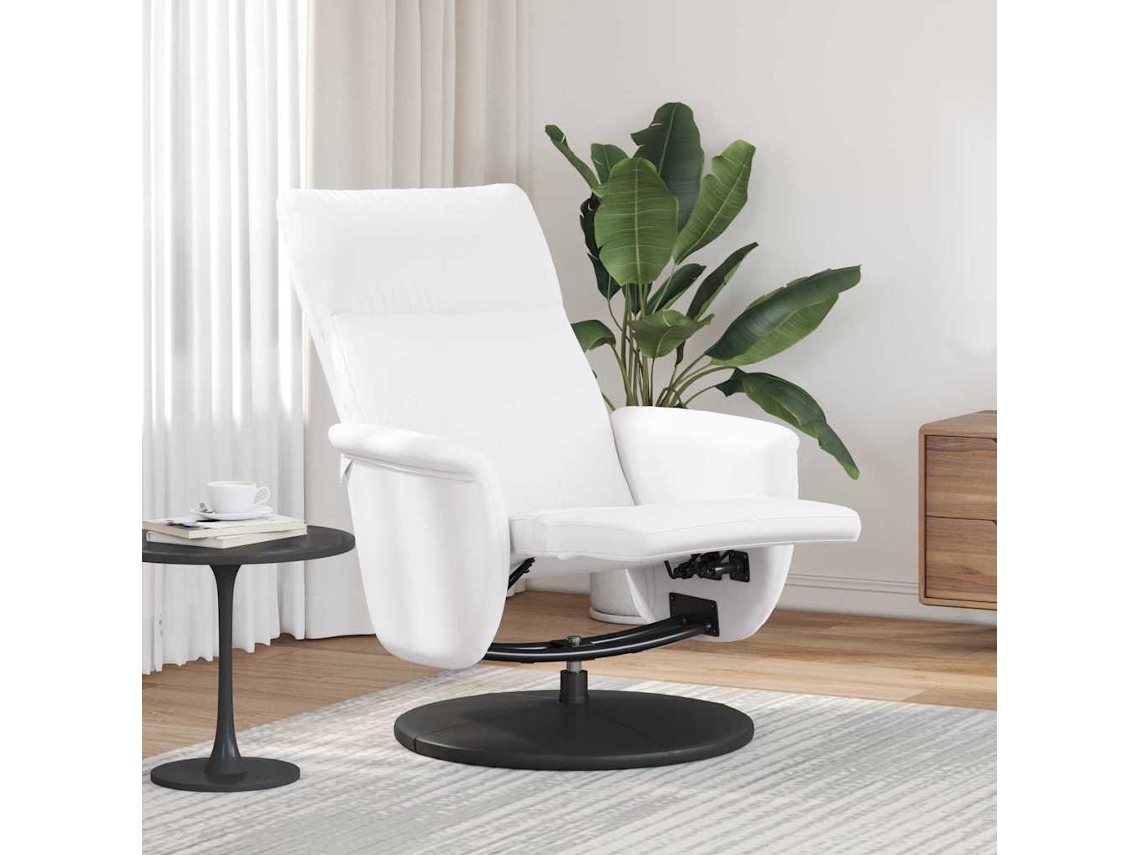 Vidaxl Cadeira De Massagem Recliner Branco Couro Sintético