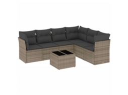 Maison Exclusive - 7 Pcs Conjunto Sofás P/ Jardim C/ Almofadões Vime Pe Cinzento