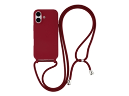 Capa Para Iphone 17 Em Tpu Resistente A Impactos Com Cordão - Vermelho Escuro