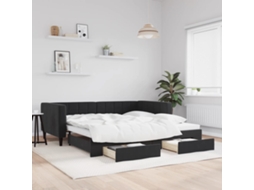 Vidaxl Sofá-cama Com Gavetão E Gavetas 100x200 Cm Veludo Preto