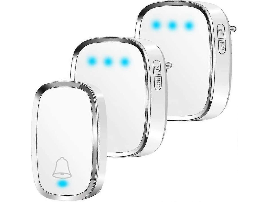 Campainha Sem Fio, Alcance De 300 M, 36 Toques, 4 Níveis De Volume, 1 Transmissor E 2 Receptores. Brilvibera