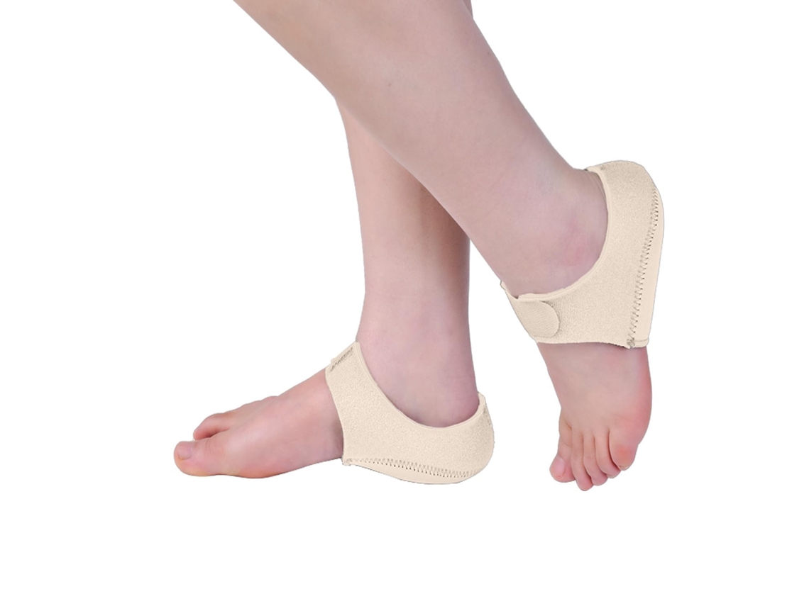 Protetor Calcanhar Heelcups Fascite Plantar Suporte Tornozelo Dor Tendinite Aquiles Rachados Secos Almofadas Adulto Bege G