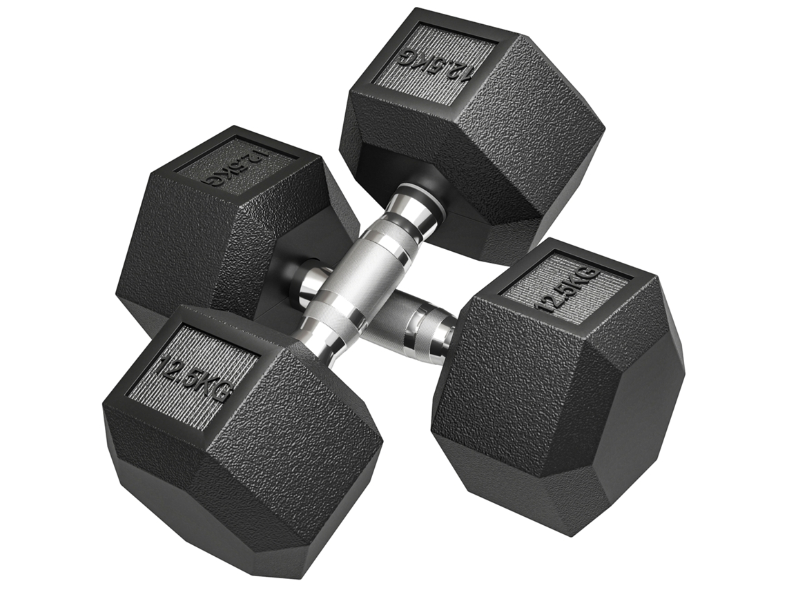 Halteres Ferro Fundido 2x12,5kg Borracha