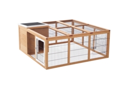 Gaiola Para Pequenos Animais Com Área Externa, Teto Articulado, Resistente Às Intempéries, 123 Cm X 120 Cm X 52 Cm, Marrom