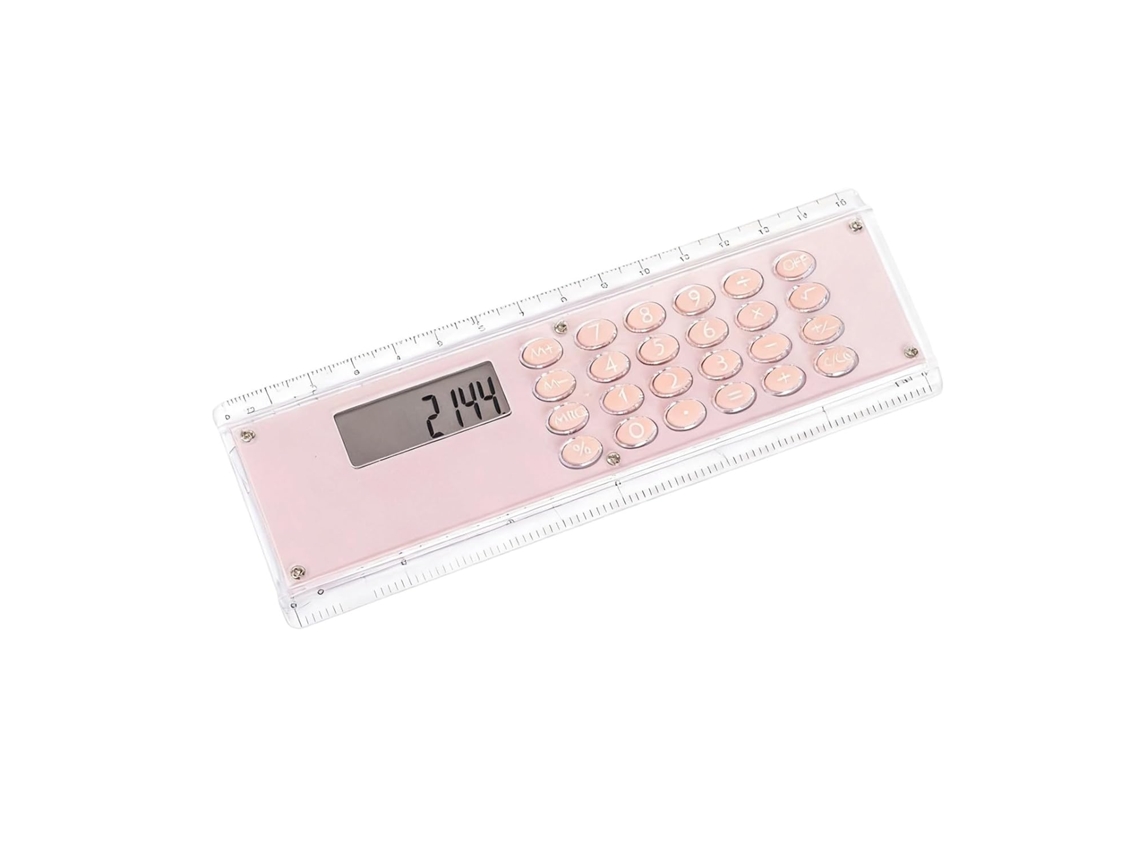 Régua Criativa de 15 cm com Escala Dupla e Calculadora Digital, Compacta para Projetos de Aprendizagem, Ferramenta