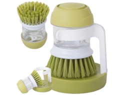 Escova de lavar louça com dispensador de sabão, suporte, verde AQUAFORGE
