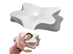 Travesseiro De Pescoço Em Espuma De Memória, Design Ergonômico, Alívio Da Dor, Branco