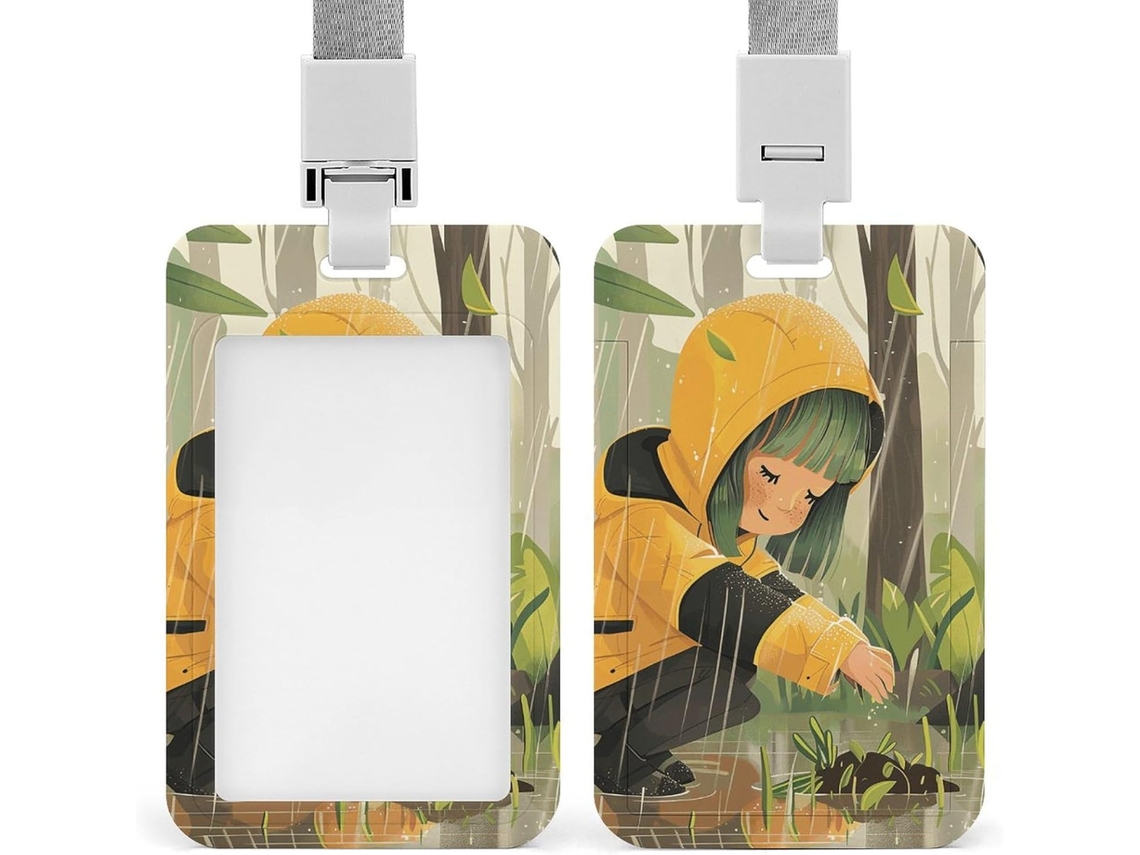 Porta Crachá Feminino À Prova De Chuva Com Cordão, Porta Crachá Impermeável, Protetor de Cartão de Identificação, Suporte