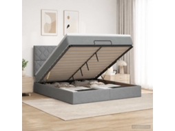 Vidaxl Cama De Armazenamento Led Com Colchão Cinzento-claro