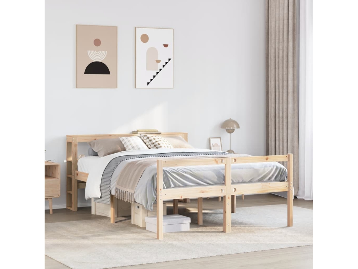 Vidaxl Cama Para Idosos Com Cabeceira 140x190 Cm Pinho Maciço