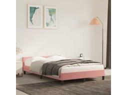 Vidaxl Estrutura Cama C/ Cabeceira Sem Colchão 120x200 Cm Veludo Rosa