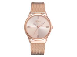 Relógio Feminino Casual de Pulseira de Silicone com Movimento Quartzo Cor Rosa Dourado