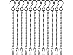 12 Cadenas Negras Colgantes, Portamacetas de Jardim, Cadenas Metálicas com Ganchos para Comederos de Aves, Luminárias e Adornos Decorativos