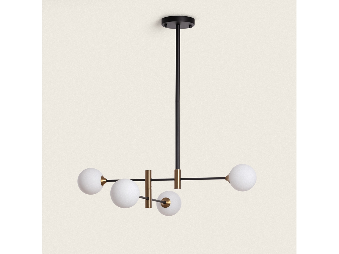 Candeeiro Suspenso Metal e Vidro Bull 4 LEDKIA