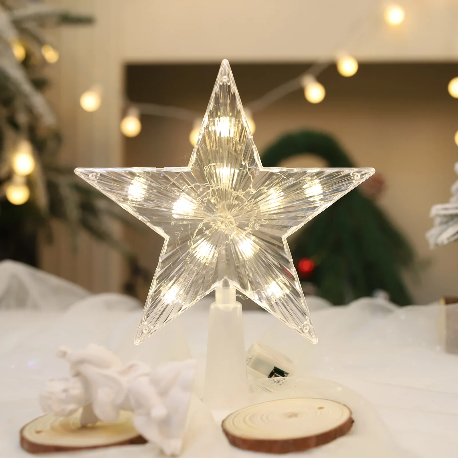 (um) Enfeite De Natal Em Forma De Estrela Com Iluminação Led