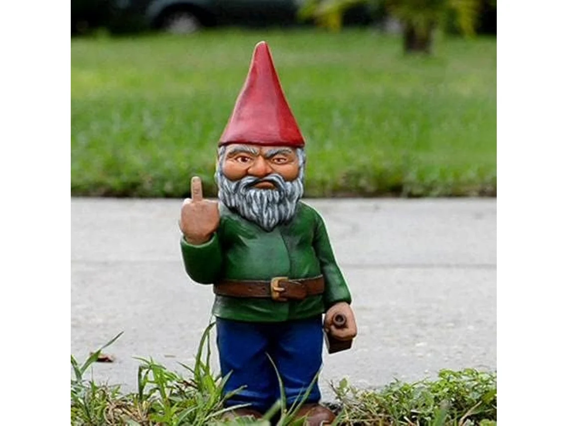 Gnomo de Jardim de Dedo Médio de 15 Cm Estátua Gnomos Go Away Enfeites Engraçados para Gramados de Jardim Decorações Internas Ou Externas
