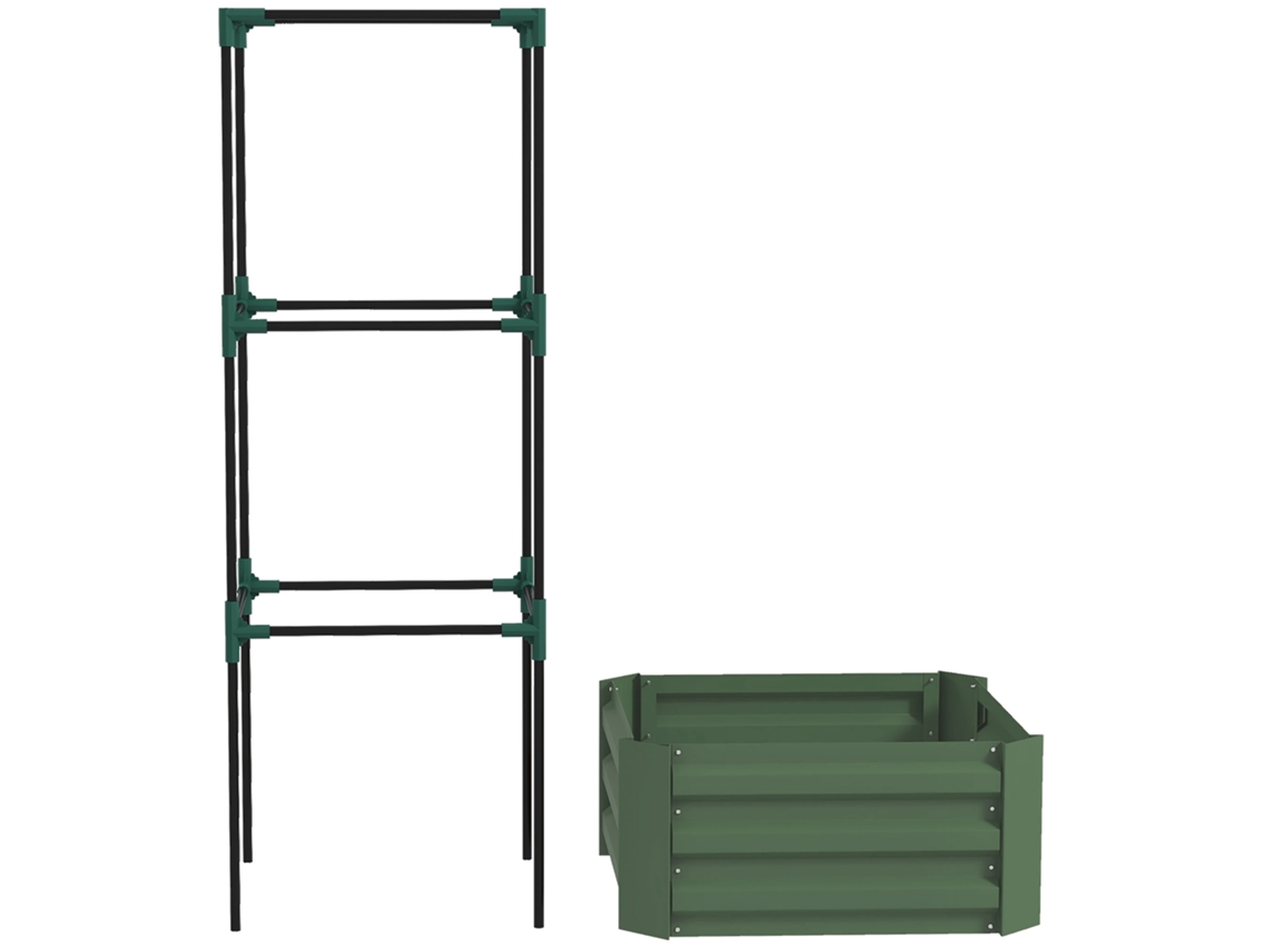 Floreira Grande Com Treliça E Base Aberta Para Plantas Trepadoras 61x61x140 Cm Verde