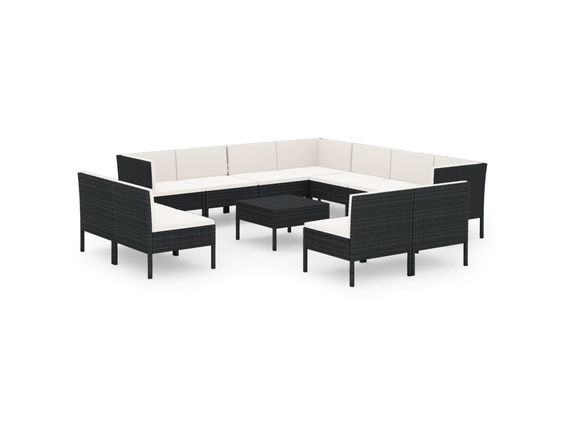 Garden Lounge Set, Garden Lounge Sets Vidaxl Preto Rattan / Vime (n/a)