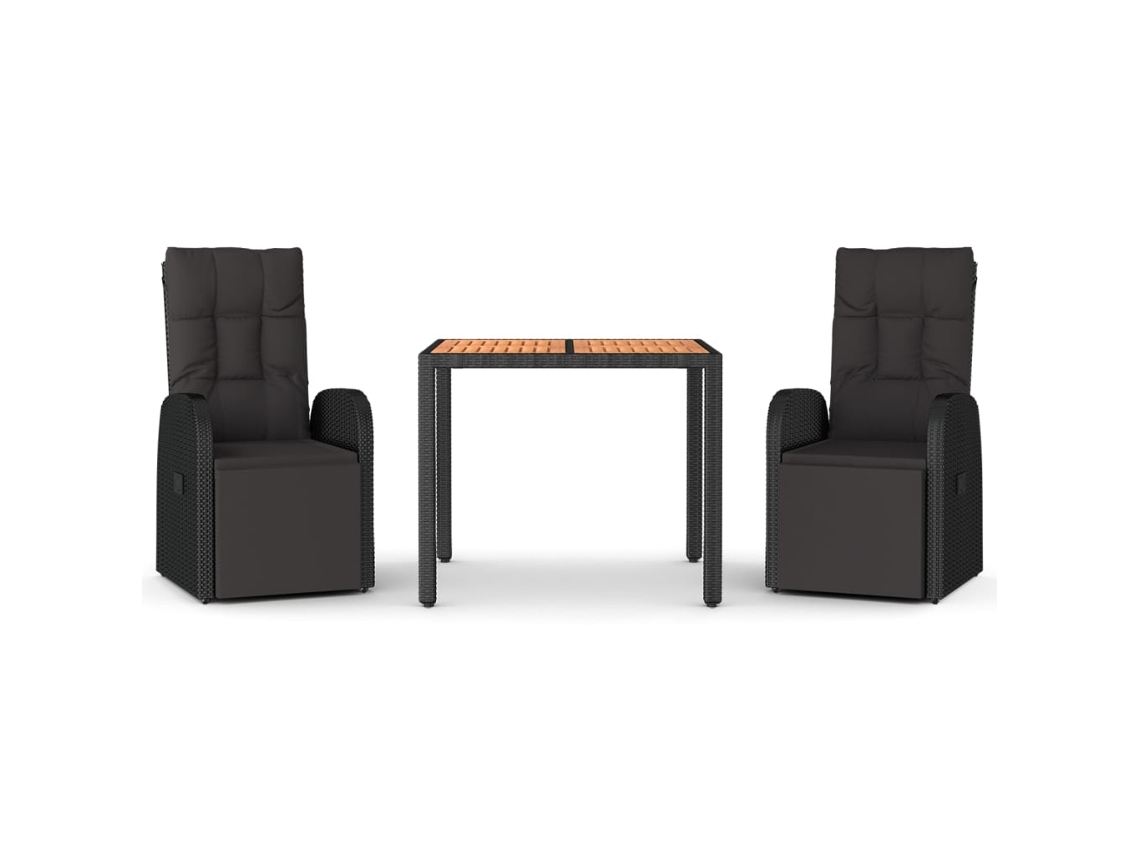 Maison Exclusive - 3 Pcs Conjunto De Jantar P/ Jardim Vime Pe/acácia Maciça Preto
