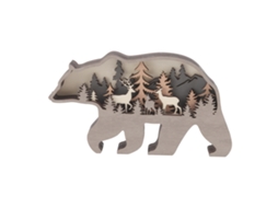 Estátua Urso Marrom de Madeira Estilo Natural Decorativo